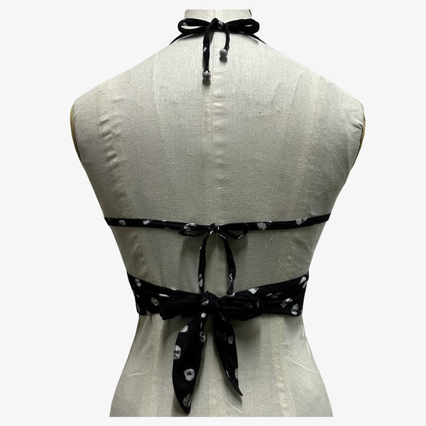 Bibi's Black  & White Colour Adjustable Back Opening Blouse