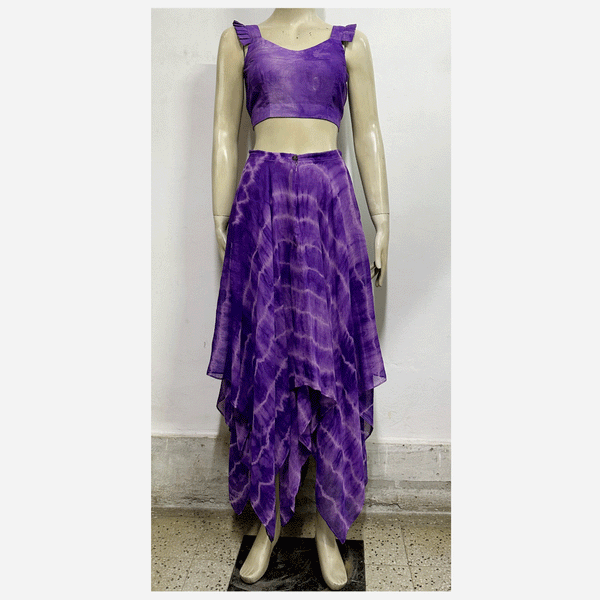 Shades of Blue & Purple Bibi's Collection Adjustable Back Opening Blouse