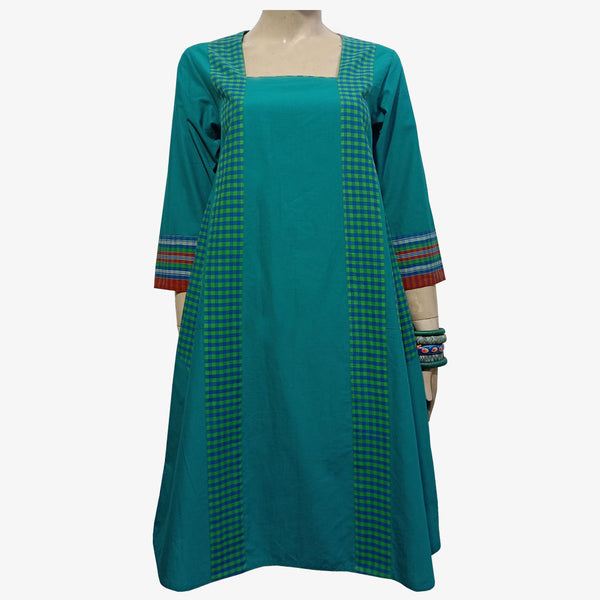 Turquoise & Gamcha Check Colour New Tunic