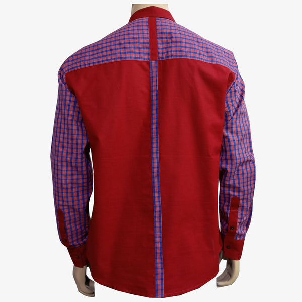 Red & Multi Colour Gamcha Check Full Sleeves Shirt