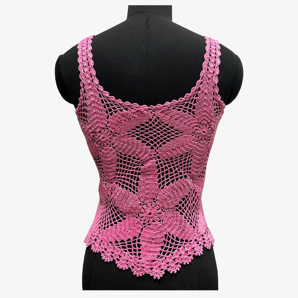 Pink Colour Crochet Vest Top