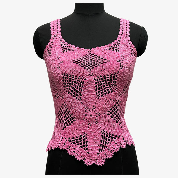 Pink Colour Crochet Vest Top