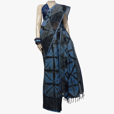 Shades of Kole Black & Blue Special Tie Dye Sari