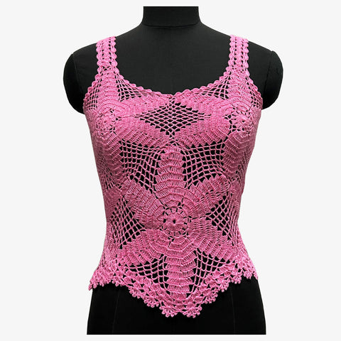 Pink Colour Crochet Vest Top