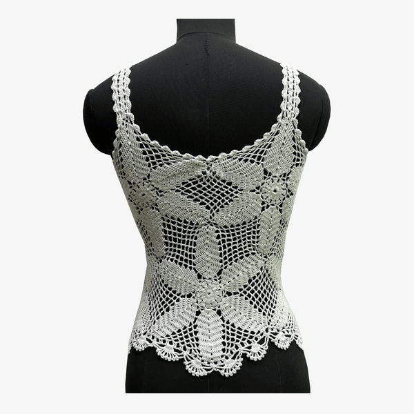 White Colour Crochet Vest Top