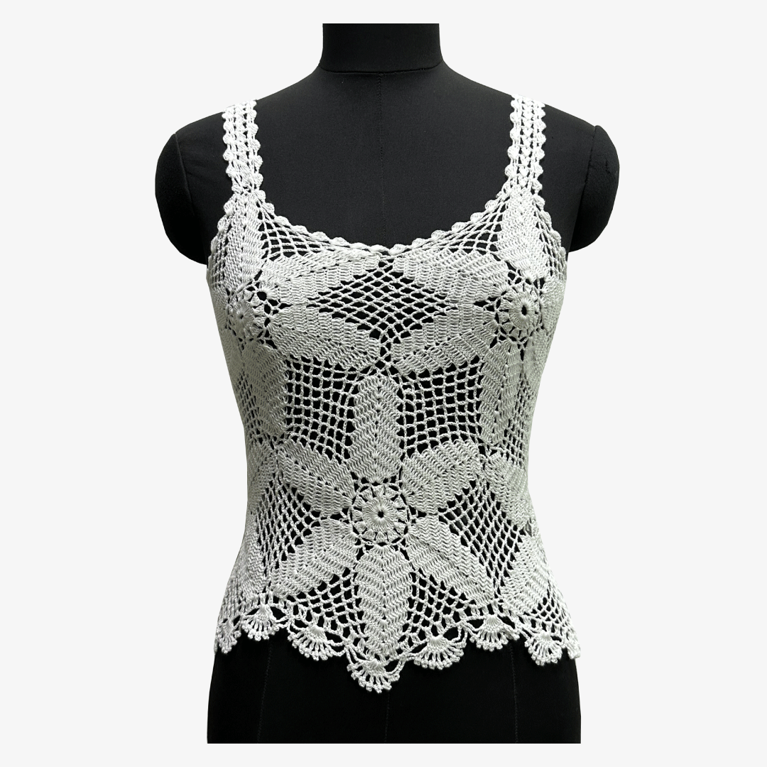 White Colour Crochet Vest Top