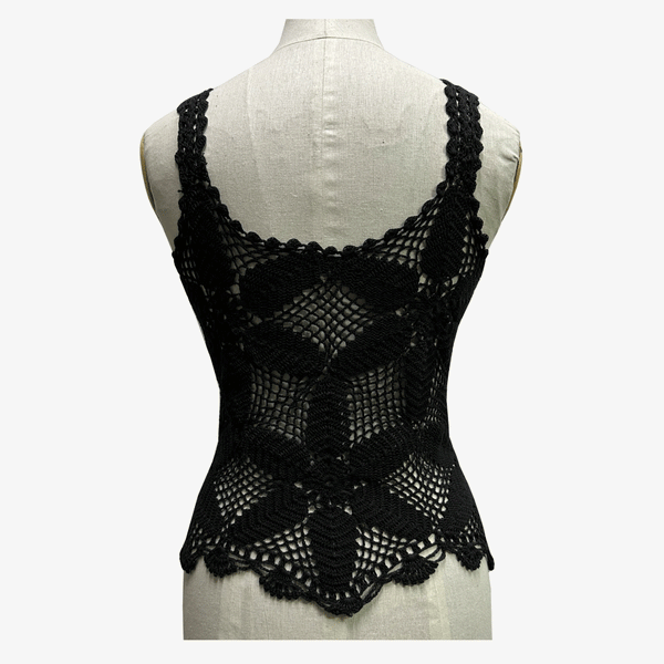 Black Colour Crochet Vest Top