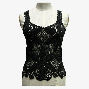 Black Colour Crochet Vest Top