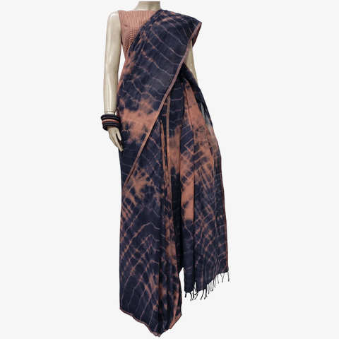 Shades of Ash & Brick Colour Special Tie Dye Sari