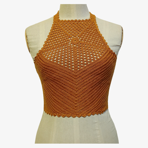 Mustard Colour Tie Back Crochet Top