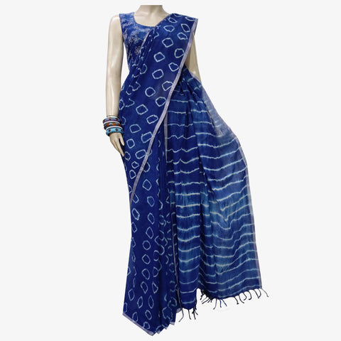 Shades of Blue Colour Special Tie Dye Sari