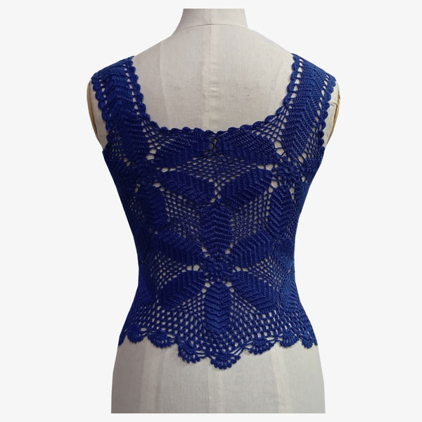 Indigo Blue Colour Crochet Vest Top