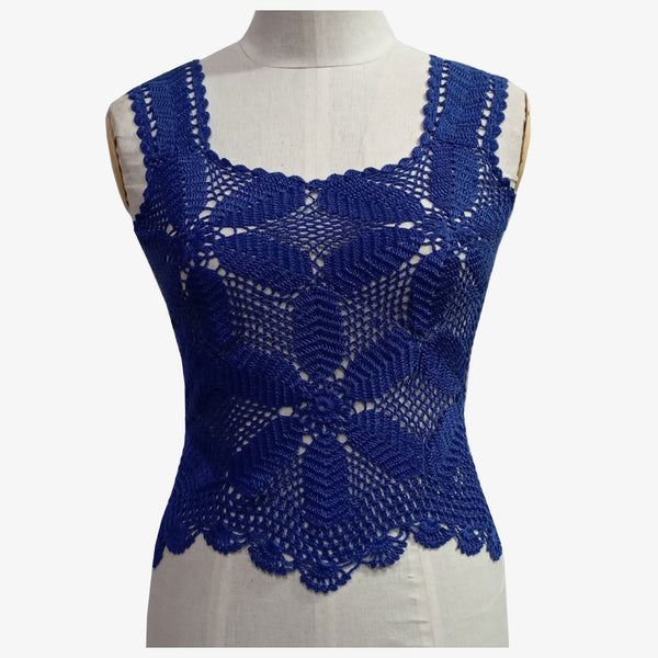 Indigo Blue Colour Crochet Vest Top