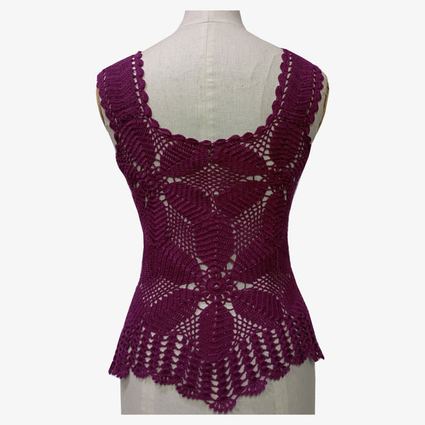 Magenta Lacquer Crochet Vest Top