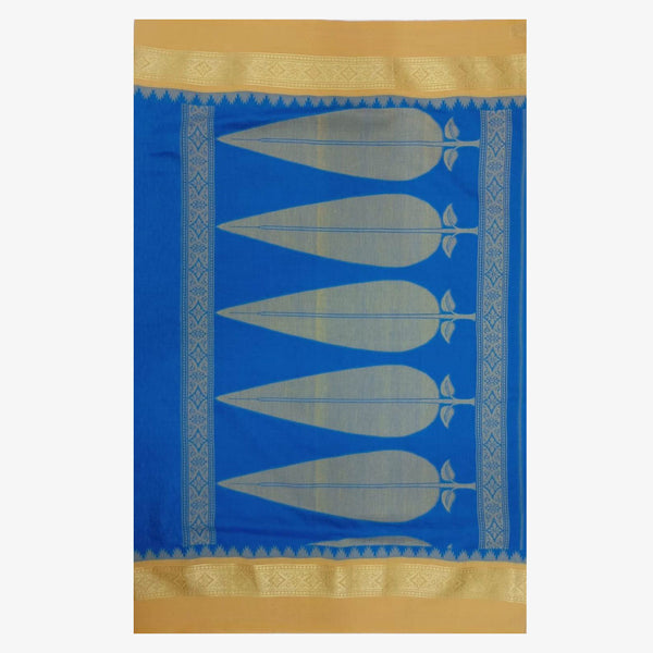 Methyl Blue & Mineral Yellow Colour Belkuchi Sari with Blouse Piece