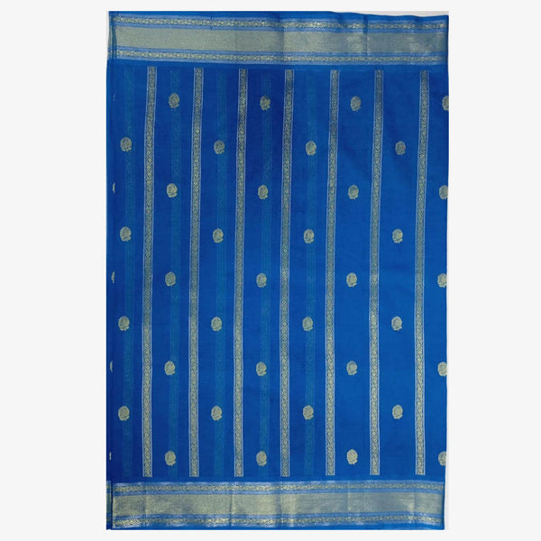 Directoire Blue Belkuchi Sari with Blouse Piece