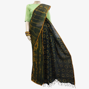 Shades of Black & Dark Cheddar Colour Special Tie Dye Sari