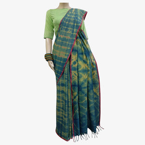 Shades of Blue & Yellow Colour Special Tie Dye Sari