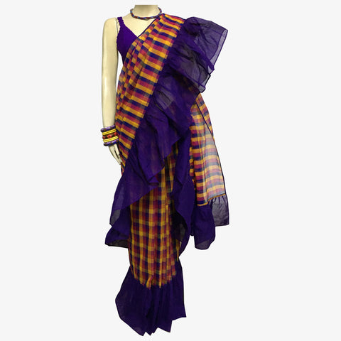 Bibi'r Multi-colour & Imperial Palace Frill Tangail Taater Sari