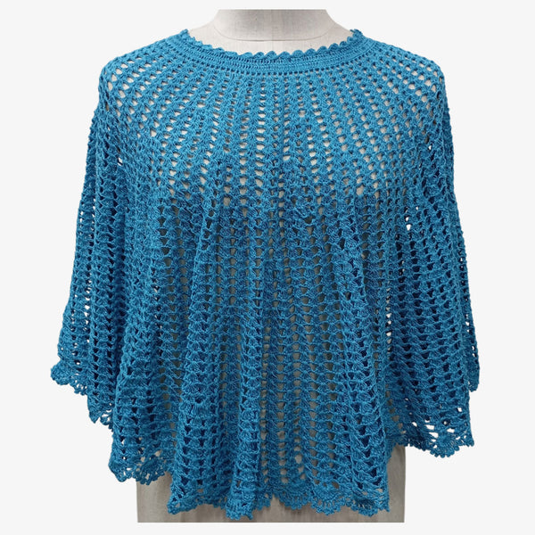 Turquoise Crochet Cape