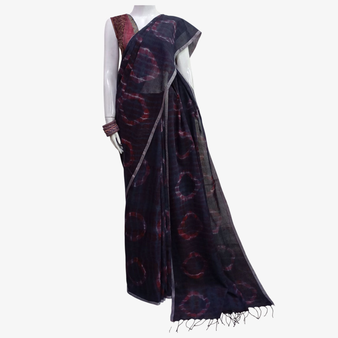 Shades of Atlantic Deep & Red Tie Dye Sari