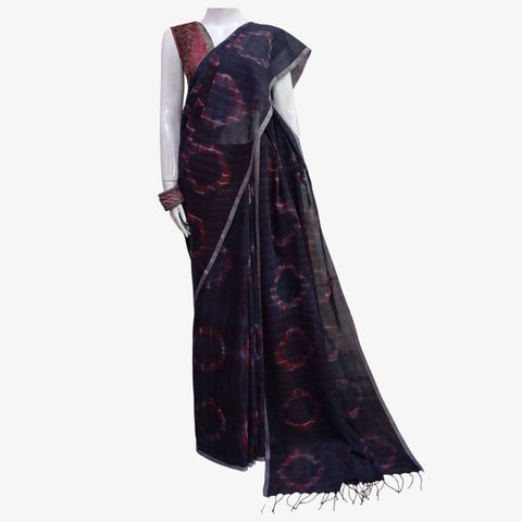 Shades of Atlantic Deep & Red Tie Dye Sari