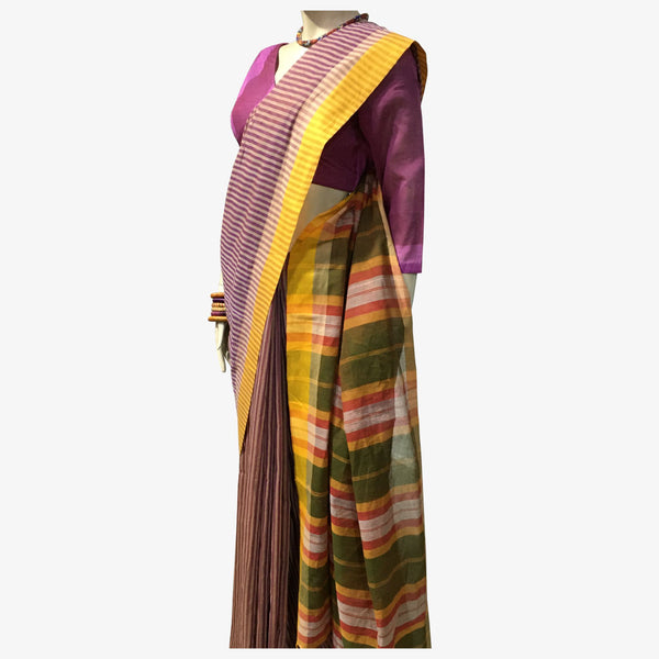 Multi-Colour Stripe Tangail Cotton Sari