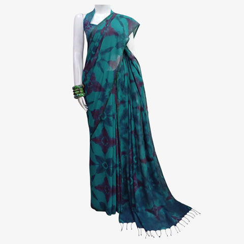 Shades of Turquoise Tie Dye Sari