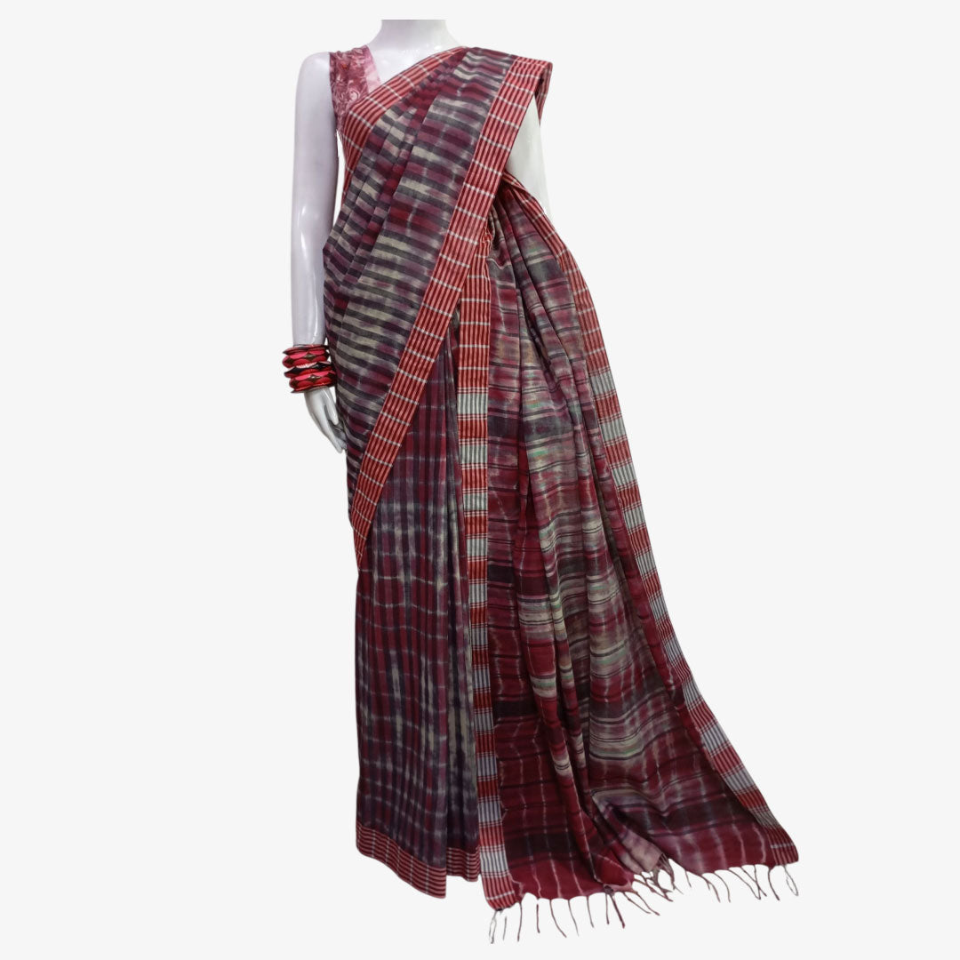 Shades of Maroon Colour Magical Tie Dye Sari Soulful Shades