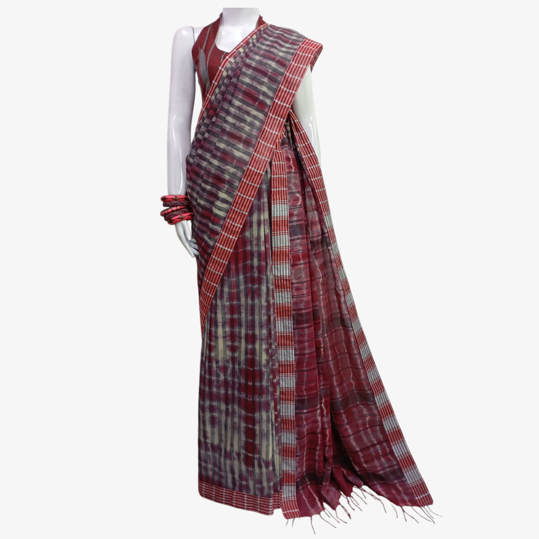 Shades of Maroon Colour Magical Tie Dye Sari Soulful Shades