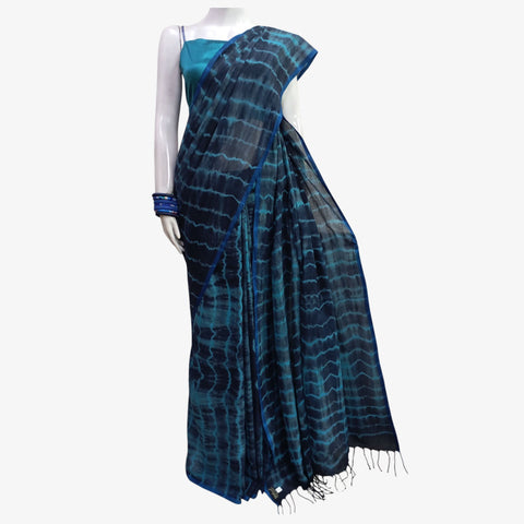Shades of Scuba Blue & Black Tie Dye Sari