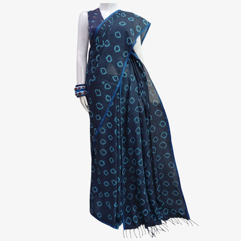 Shades of Scuba Blue & Black Tie Dye Sari