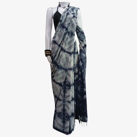 Shades of Grey & Black Tie Dye Sari