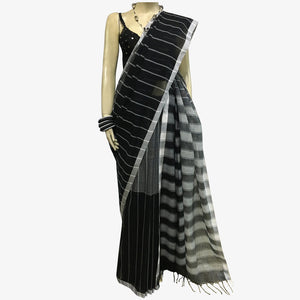 Black & White Cotton Sari