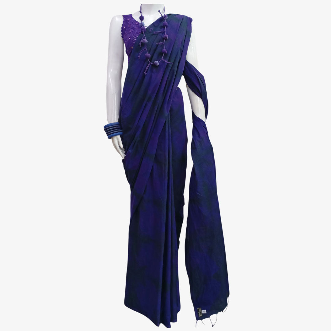 Shades of Purple & Blue Tie Dye Sari