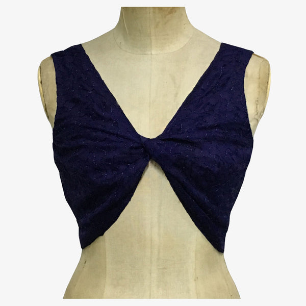 Purple Velvet Raw Silk Adjustable Back Opening Blouse