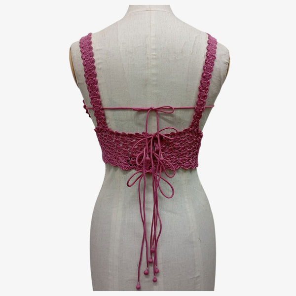 Rosebud Adjustable Tie Back Crochet Top
