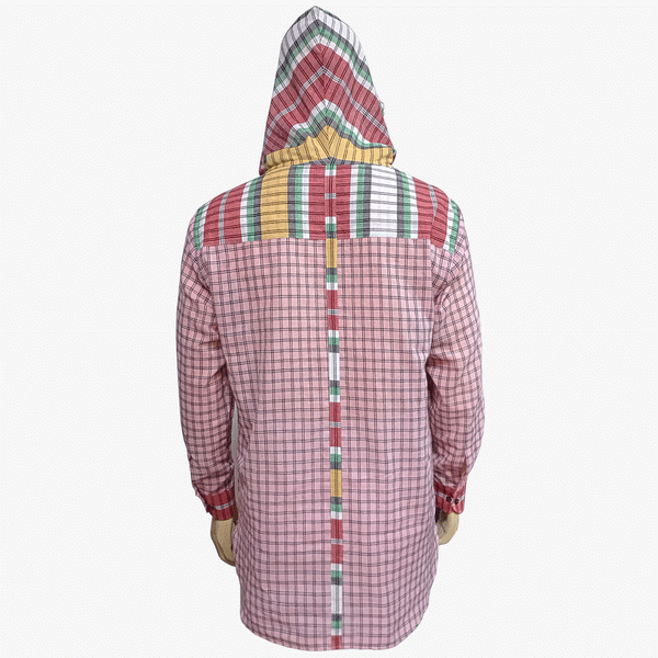 Light Pink Check Hooded Kurti