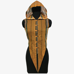 Multi-Colour Gamcha Stripe Hooded Tie Up Top