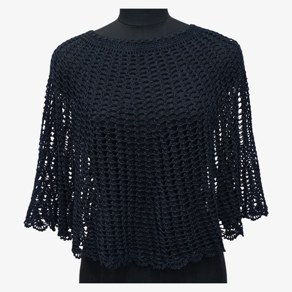 Black Crochet Cape