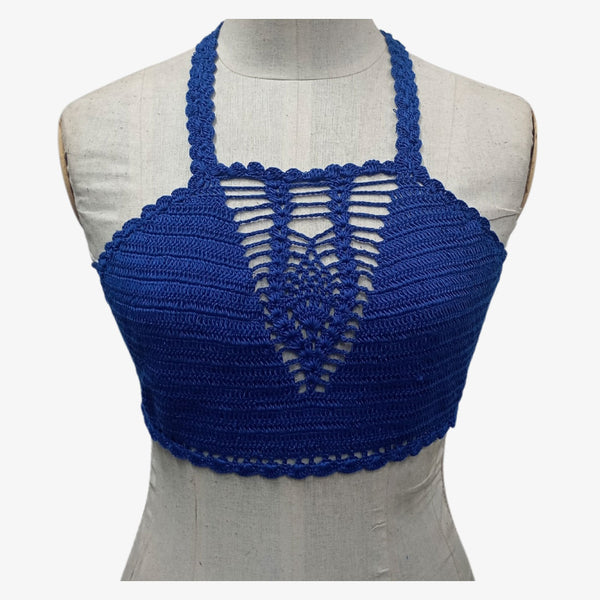 Blue Crochet Halter Top