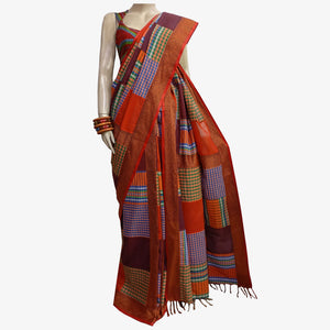 Multi Colour Unique Patch Gamcha Sari.