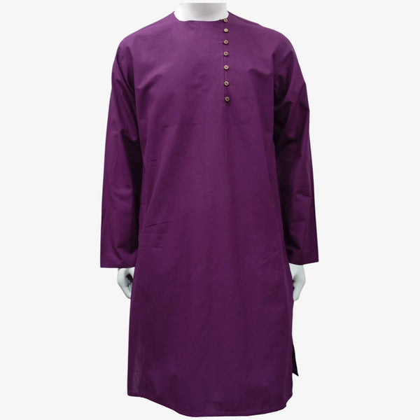Grape Juice Colour Side Button Round Neck Kurta