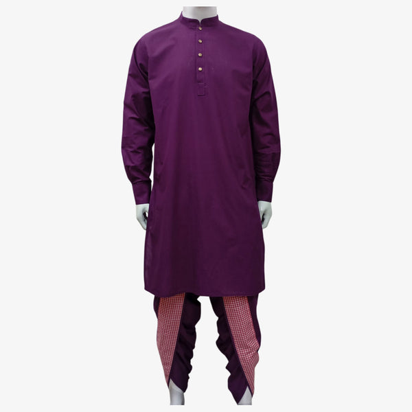 Grape Juice Colour Band Collar Eid Panjabi