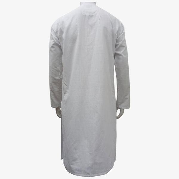 White Colour Side Button Round Neck Kurta