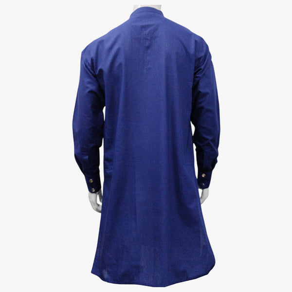 Indigo Blue Colour Band Collar Eid Panjabi