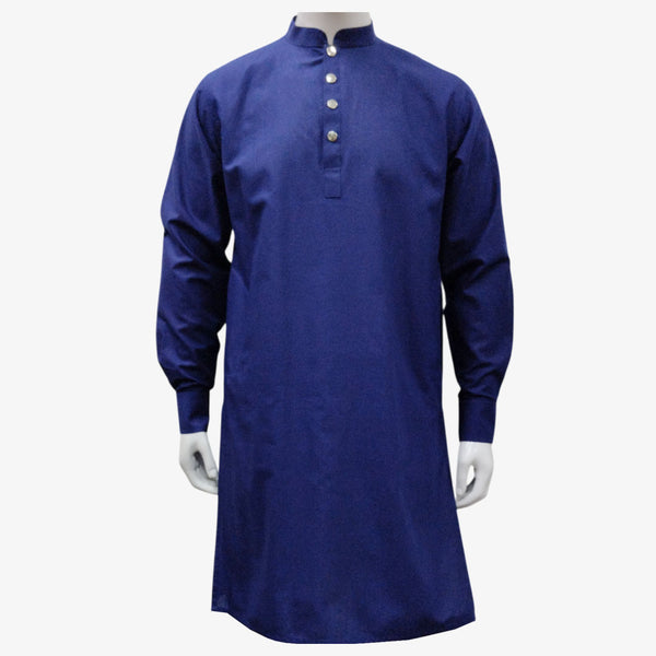 Indigo Blue Colour Band Collar Eid Panjabi