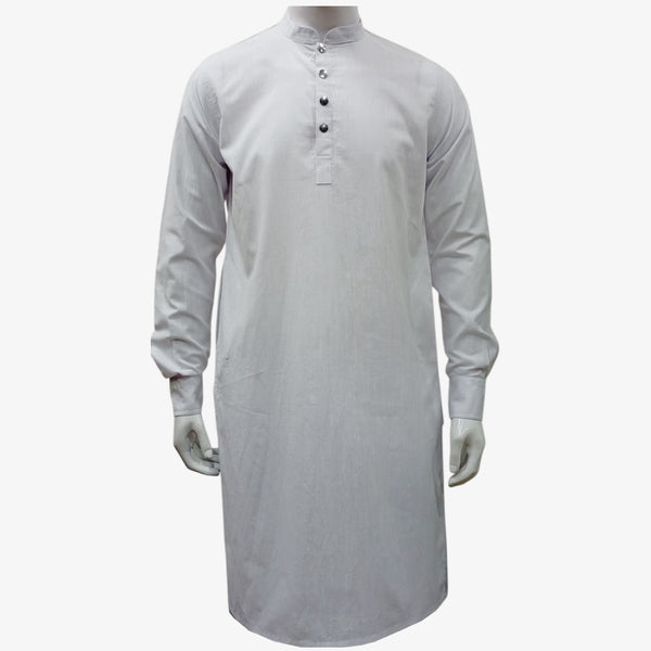 White Colour Band Collar Eid Panjabi