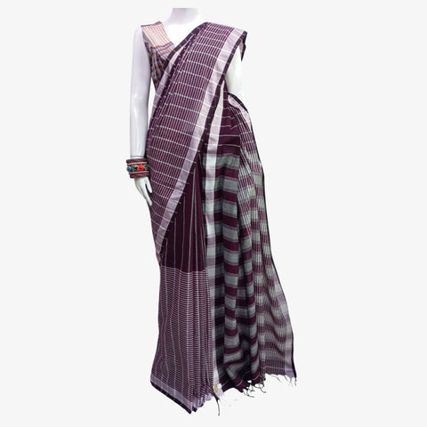 Purple Magic & White Colour Tangail Sari