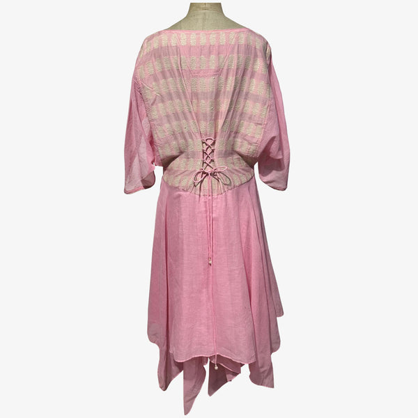 Crystal Pink & Peony Handkerchief Style Midi Dress